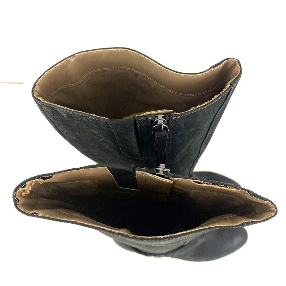 Ecco Tall Boots Nephi Zip‎ Black Suede Leather Womens 37 6/6.5 - Picture 6 of 16